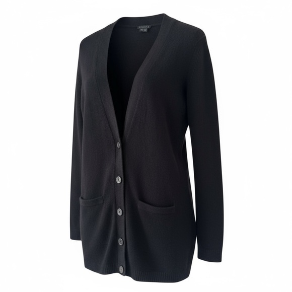 Theory Black V-Neck Button Down Long Sleeve Cashmere Knit Sweater Size Small - Picture 2 of 8